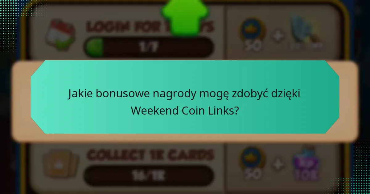 Jakie bonusowe nagrody mogę zdobyć dzięki Weekend Coin Links?